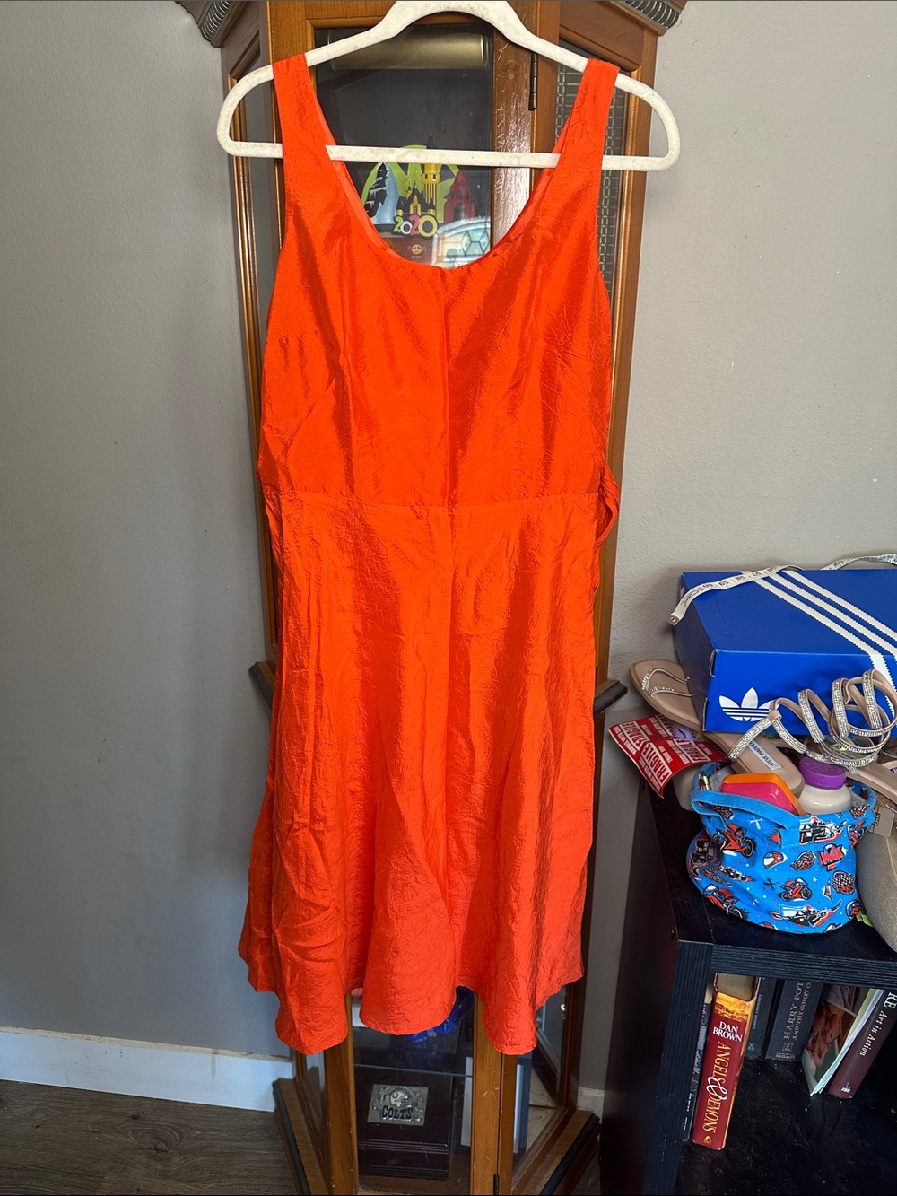Coldwater Creek Bright Orange Sleeveless A-Line Dress 100% Silk